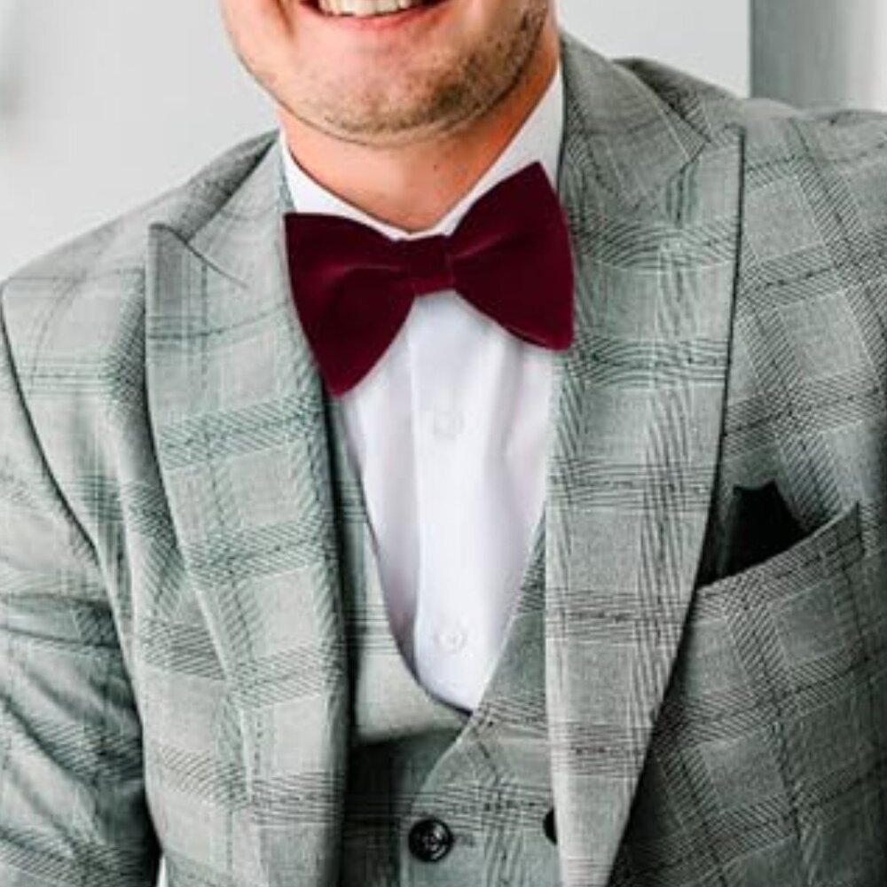 Velvet Bow Ties for Men Wine Red